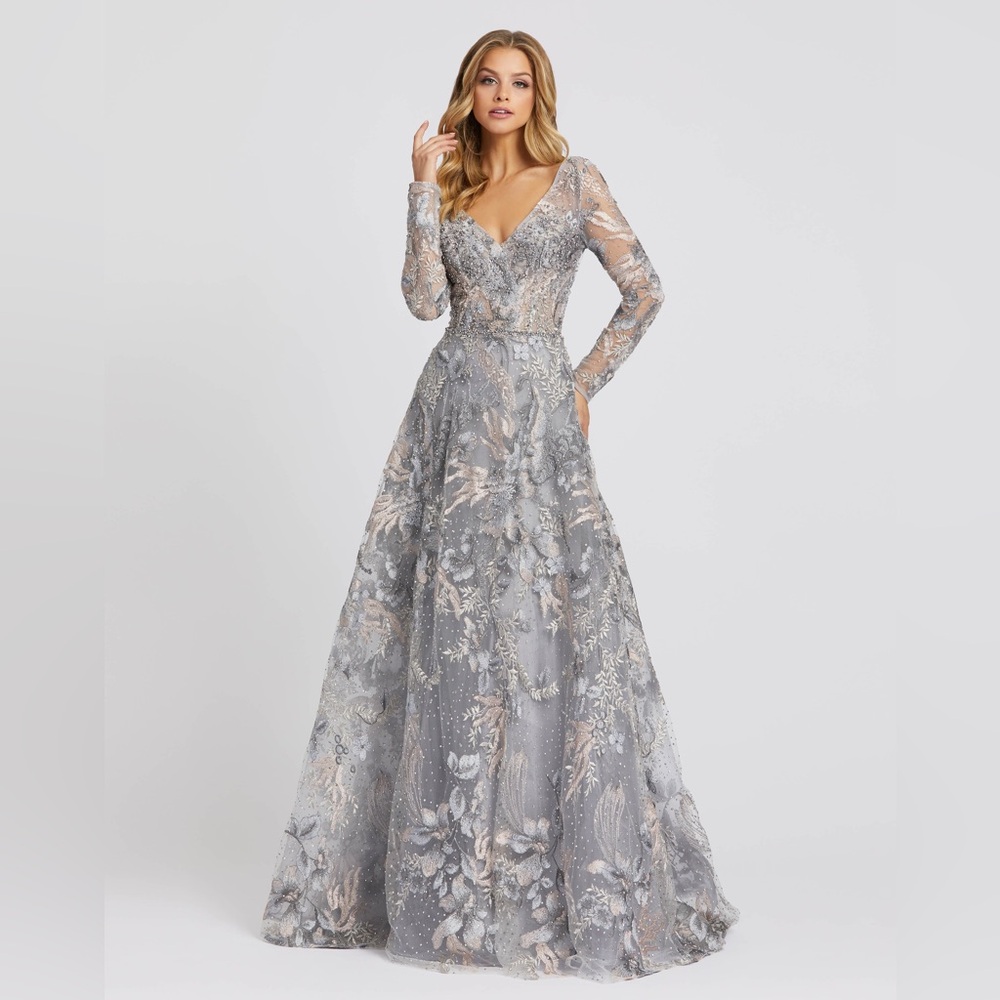 Mac Duggal Shimmering Silver Gown